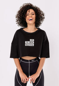 CROPPED SILK LIKE YOU KNOW WHATEVER 100% ALGODÃO PRETO