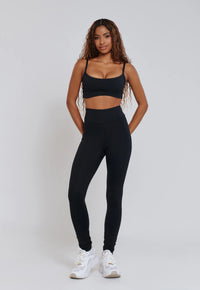 CALÇA LEGGING BÁSICA COM TACO NAS ENTREPERNAS MINIMAL PRETO