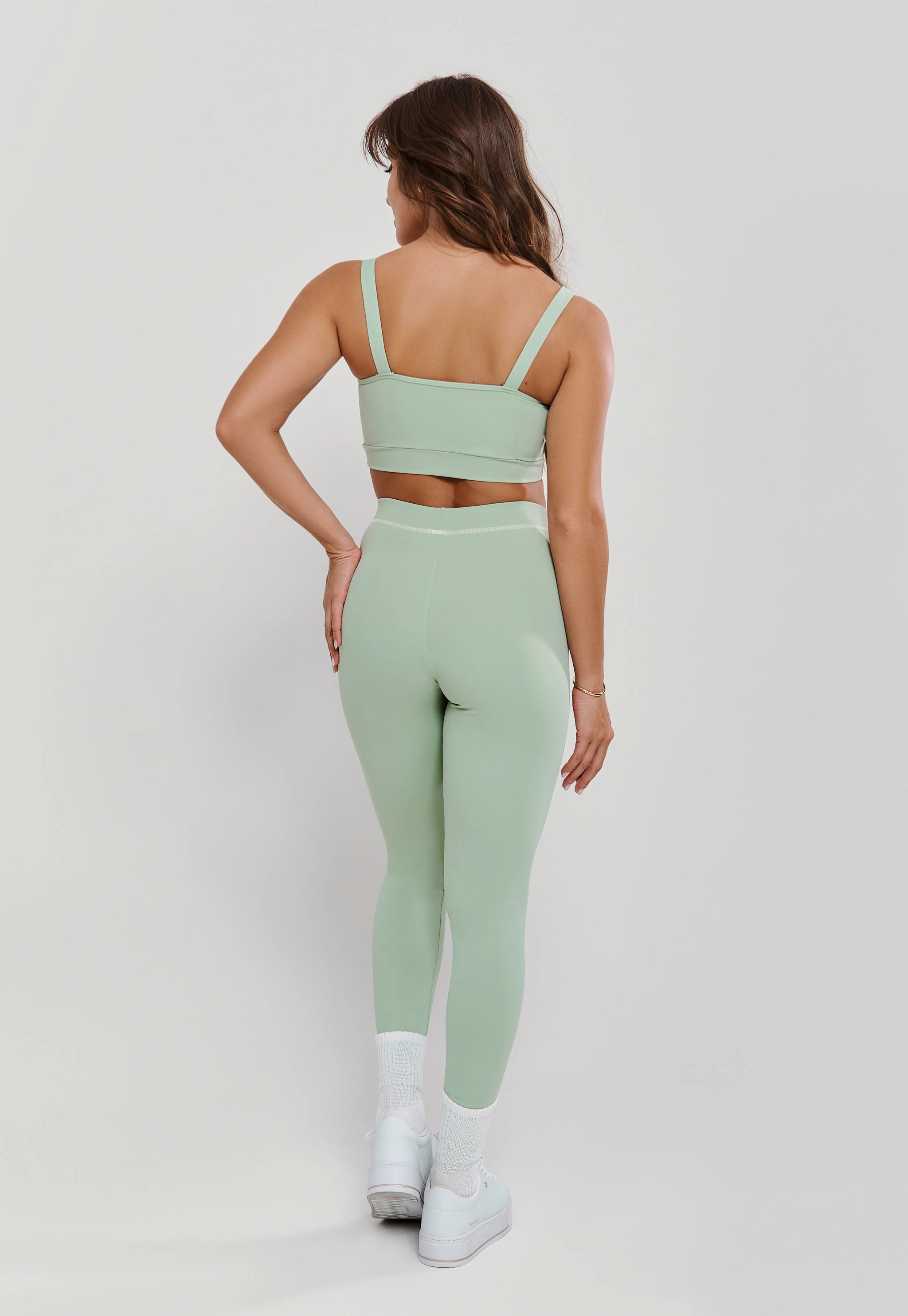 LEGGING COM PESPONTO VERDE ALOE- POLIAMIDA FIO DUPLO