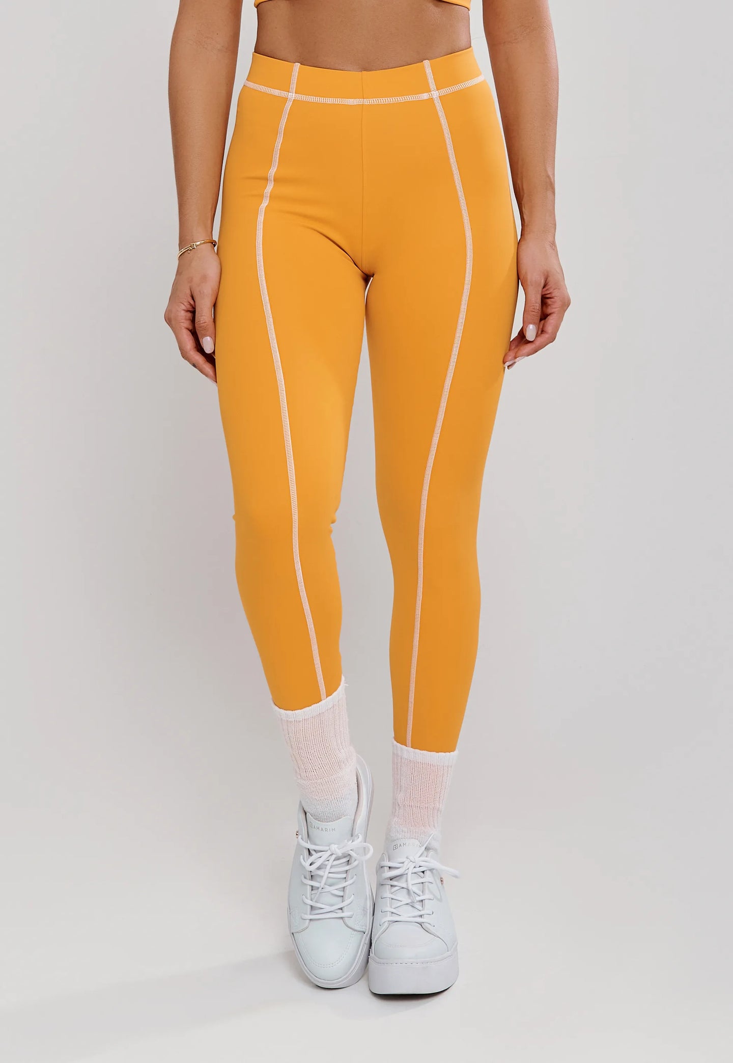 LEGGING COM PESPONTO LARANJA AMBAR - POLIAMIDA FIO DUPLO