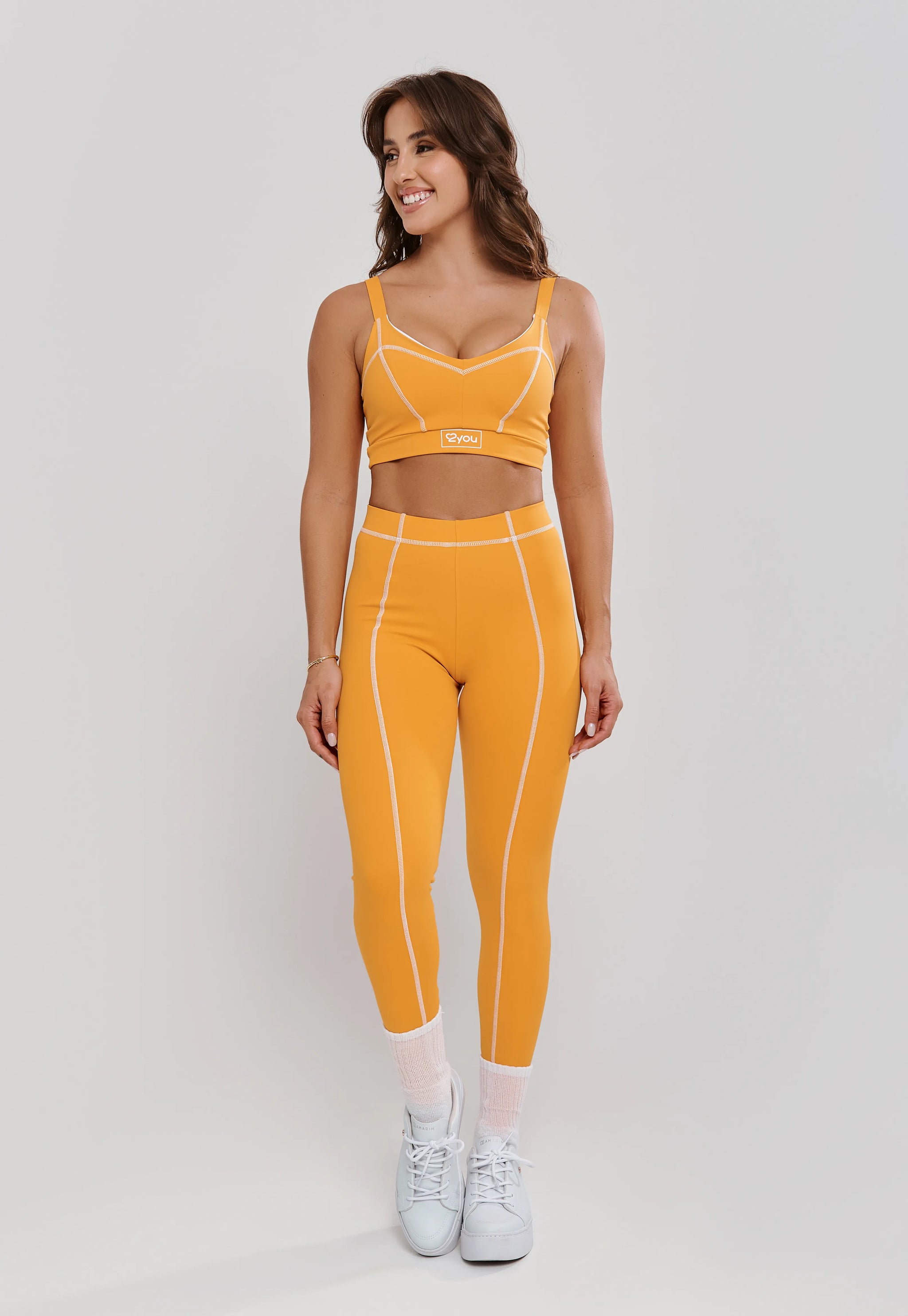 LEGGING COM PESPONTO LARANJA AMBAR - POLIAMIDA FIO DUPLO