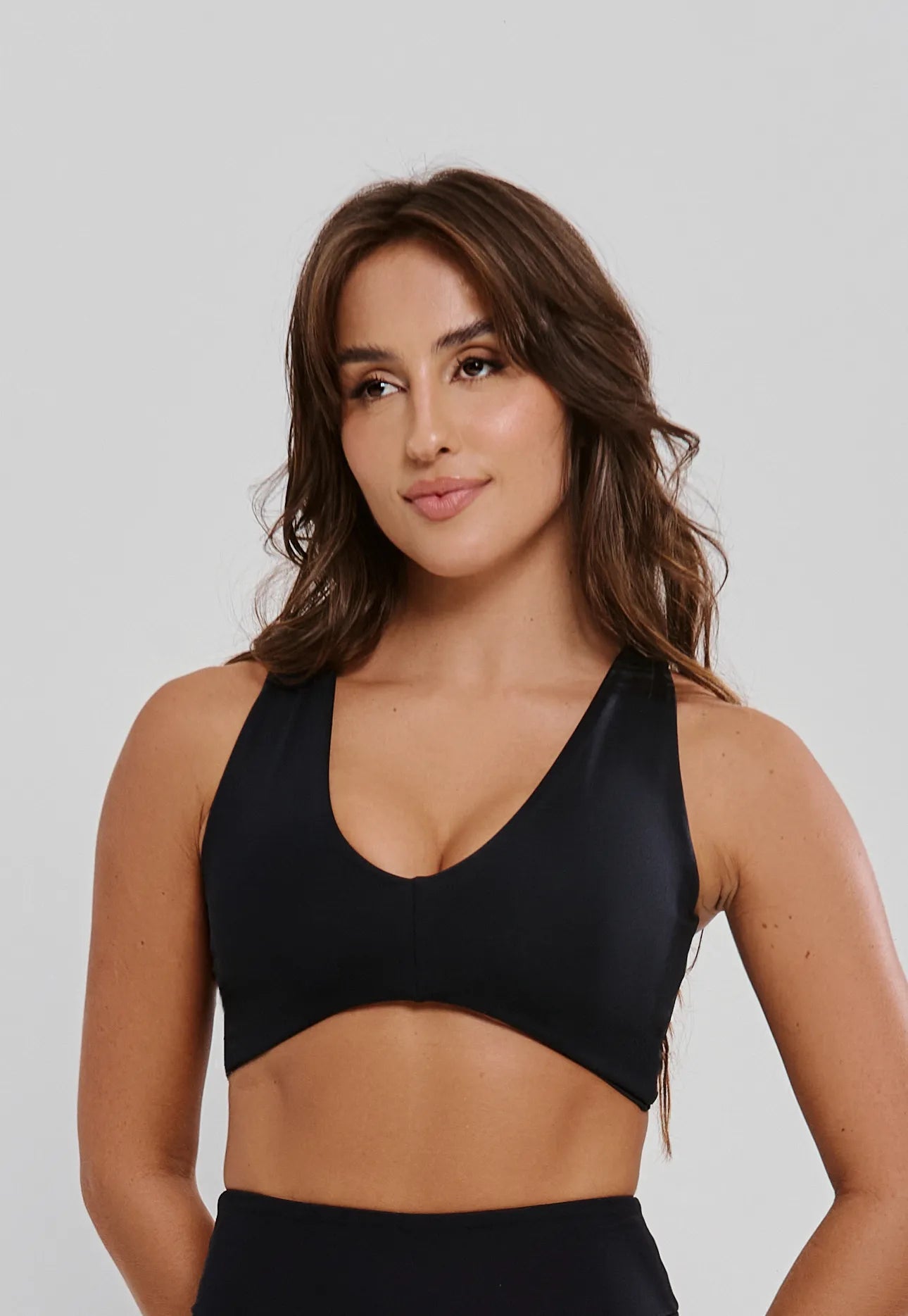 TOP DECOTE V E SILK COSTA  POLIAMIDA - PRETO