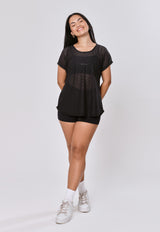 BLUSÃO OVERSIZED EM TELA NEW MESH - PRETO